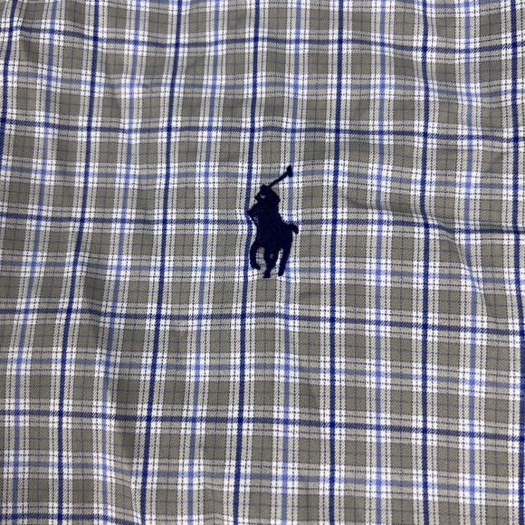 Ralph Lauren Classic Fit Performance Gray Blue Plaid Button Down Shirt Large - Picture 5 of 8